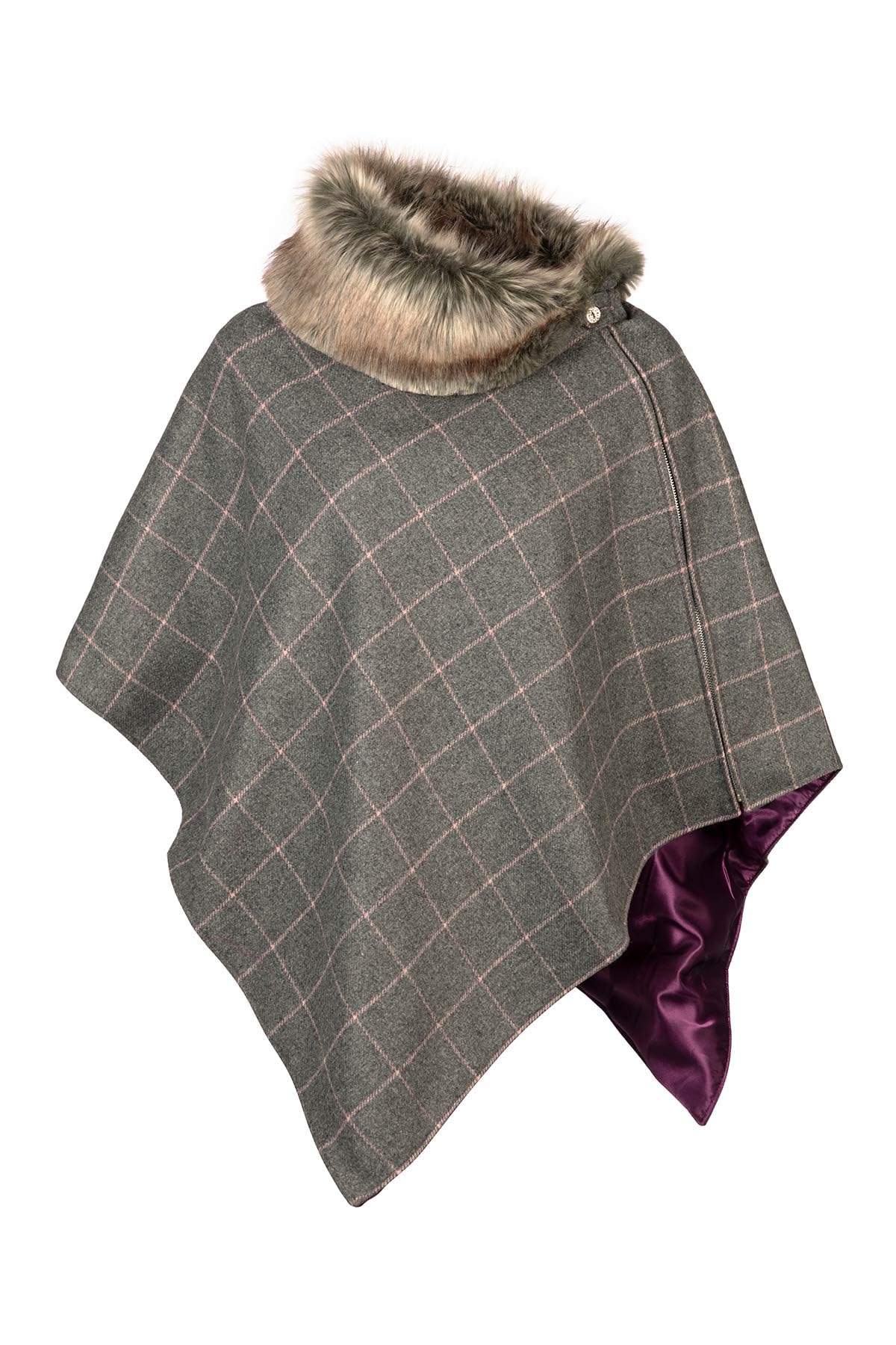Rydale Ladies Tweed Poncho Womens British Made Wool Ponchos Cape Shawl Country (UK, Alpha, One Size, Regular, Regular, Grey Check)