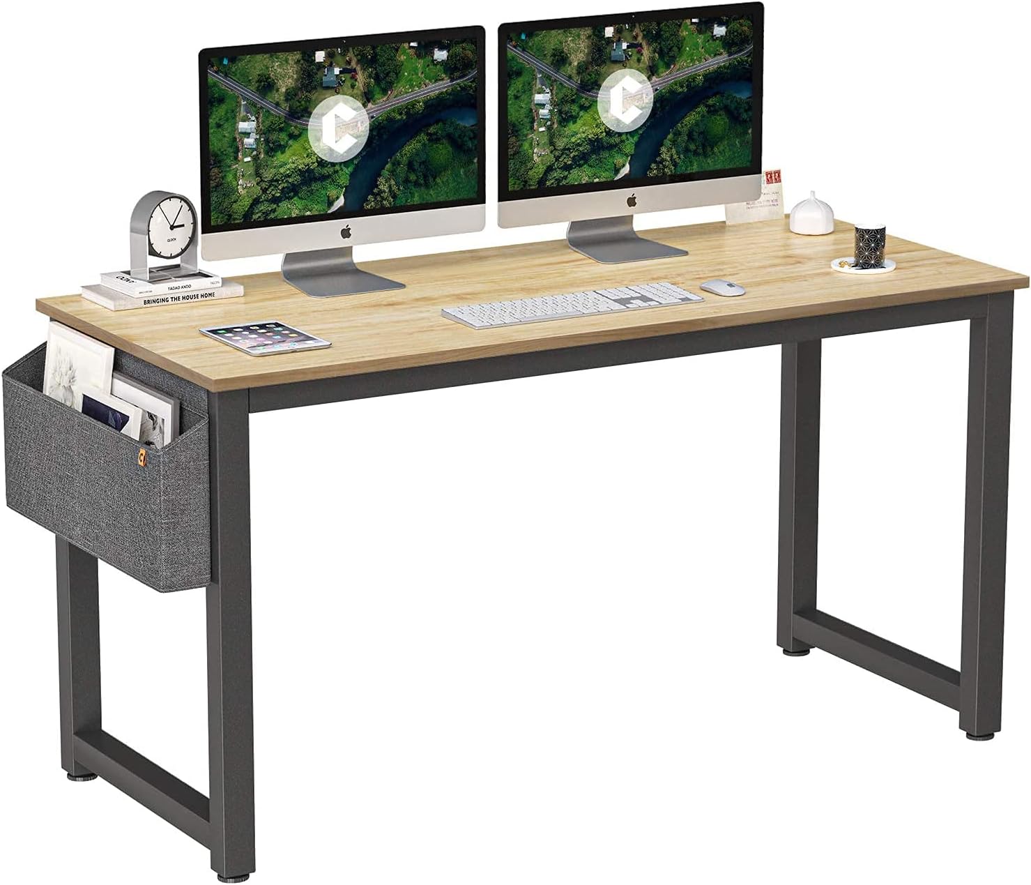 Cubiker Computer Desk 63" Modern Sturdy Office Desk Large Writing Study Table for Home Office with Extra Strong Legs, Natural