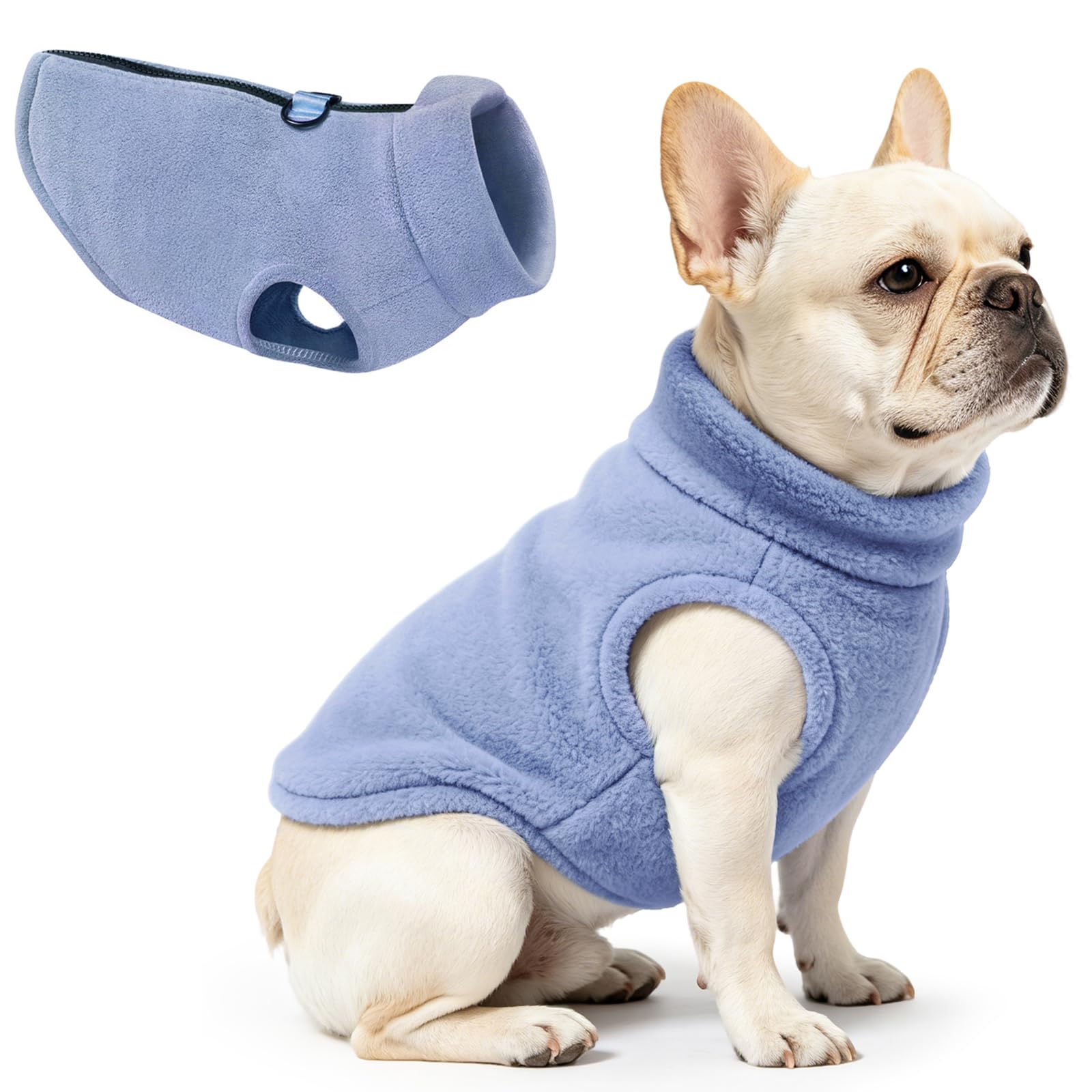 Oslueidy Dog Warm Coats Fleece Dogs Jackets Winter Pet Clothes Hoodies Sweatshirts Puppy Pullover Jumpsuit Dog Snow Outfits Vest for Small Medium Large Dogs Doggie Teddy Chihuahua (Blue, M)