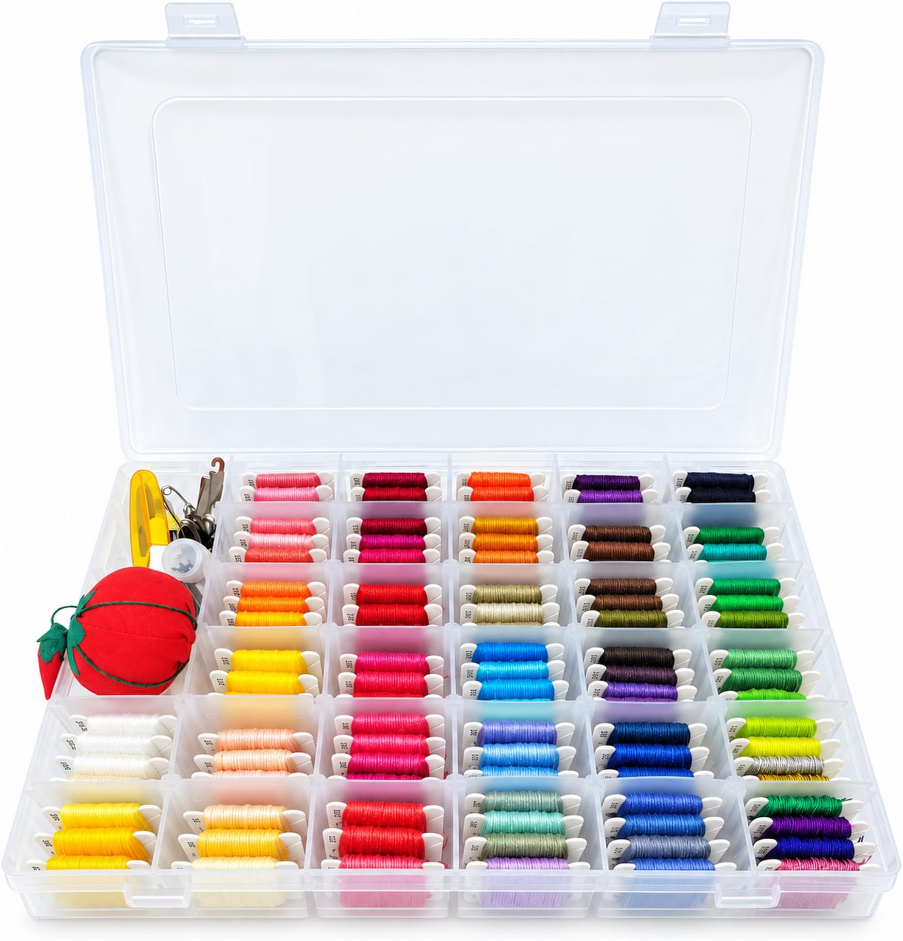 Peirich Embroidery Floss Kit with Pre-Wound Bobbins, Friendship Bracelets String Kit Embroidery Thread Cross Stitch Kits with Organizer Sewing Boxes Cross Stitch Tools - Gift for Christmas Birthday