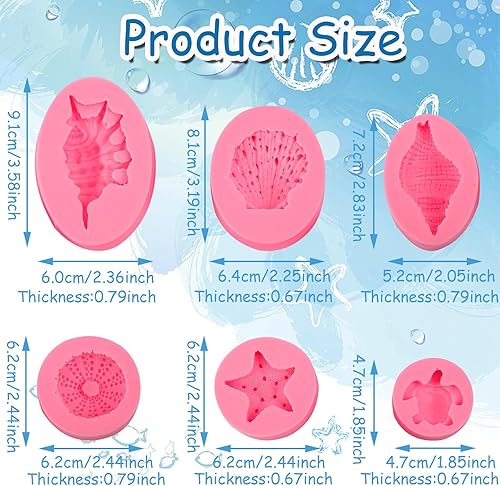 Miniatura 6 de Molde de silicona de concha de mar con estrellas de mar para decoración de tartas de concha, para decoración de pasteles, para decoración de