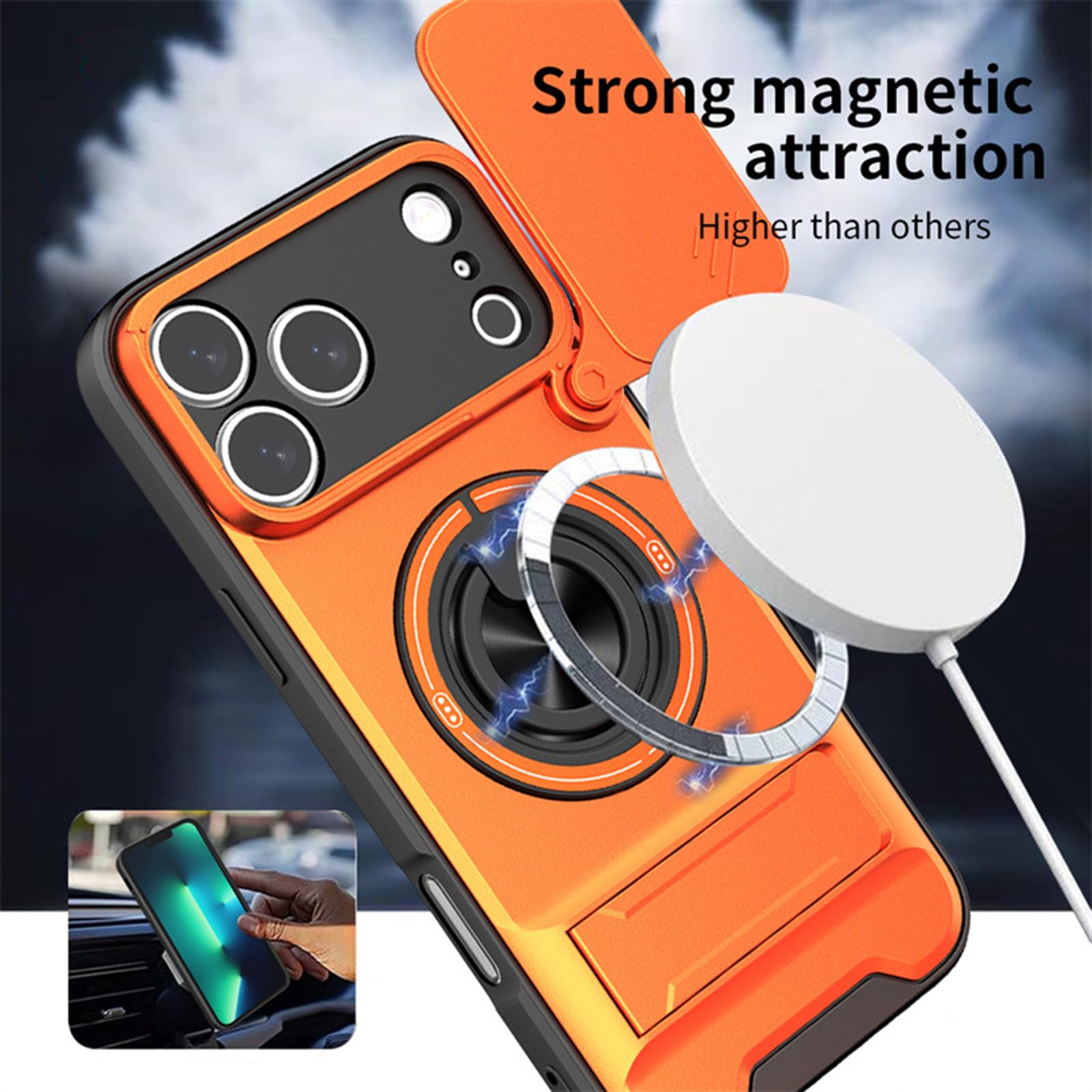 Custodia Magnetica For IPhone 17 Pro Max/17 Pro/17 Air/17, Supporto For Anello Di Protezione Completo For Fotocamera, Guscio Antiurto, Copertura For Cavalletto Nascosta(Silver,17 Air)