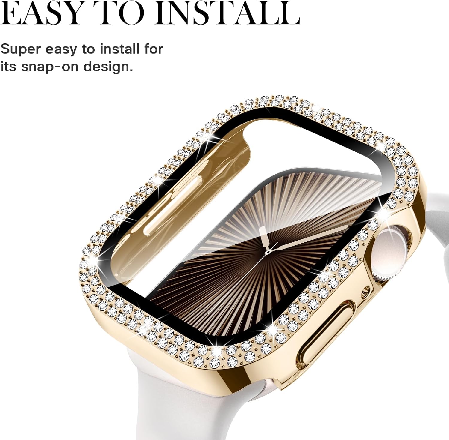 Adepoy Compatible for Apple Watch Case Series 11/10 42mm with Tempered Glass Screen Protector, Double Bling Case Crystal Diamonds Rhinestone Bumper Overall Hard PC Ultra Protective Cover For iWatch 42 - Image 4