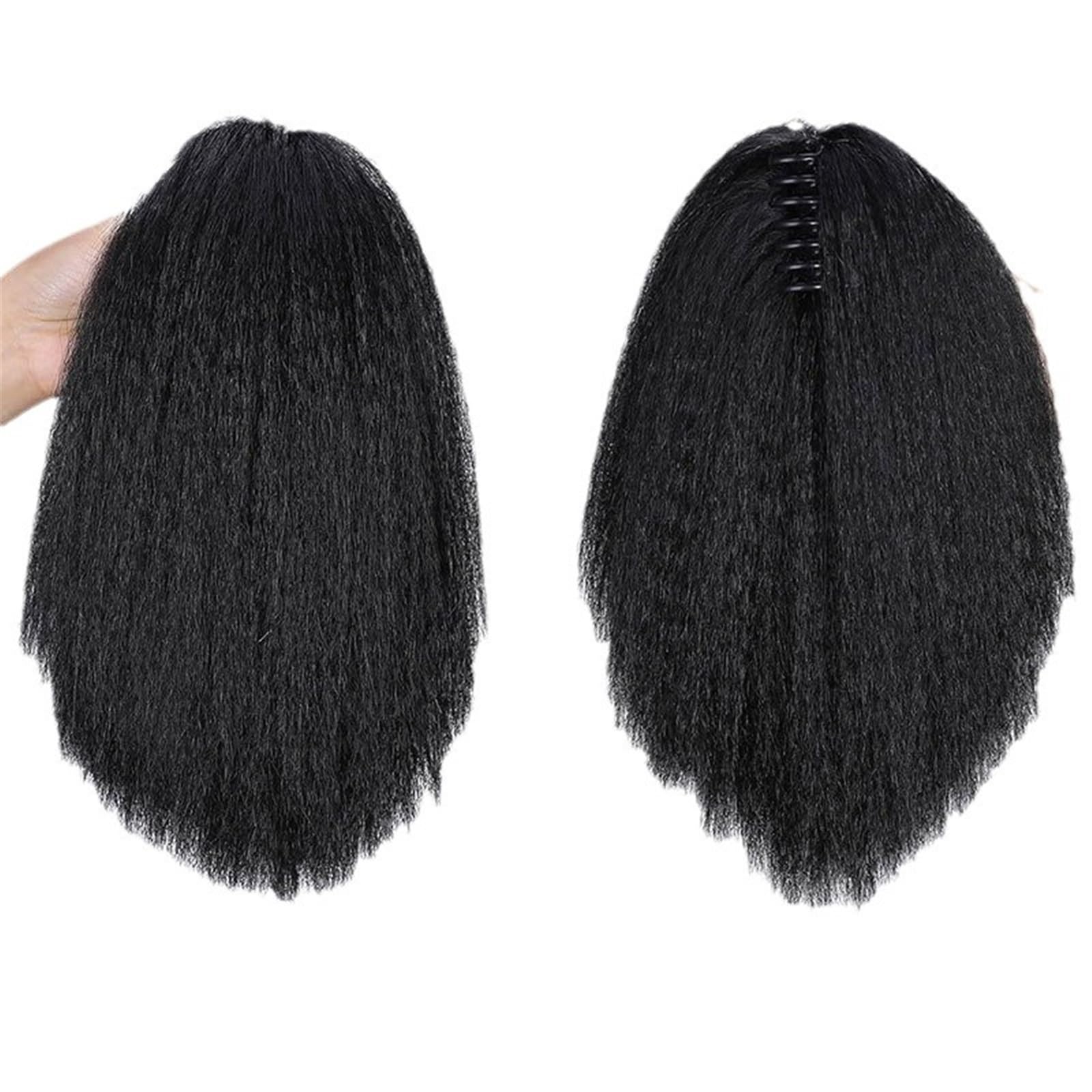 Naturalny Kucyk Afro z doczepianymi warkoczykami z syntetycznych włosów w naturalnym afrykańskim stylu, puszysta, długa ozdoba do włosów Idealny wygląd(#1B,28inches)