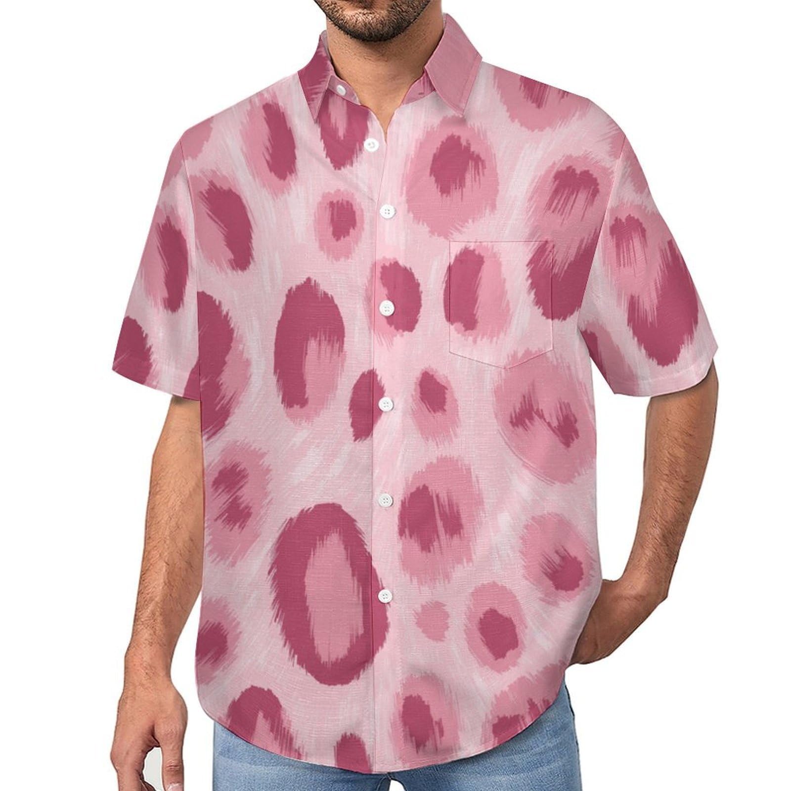 Camicia Casual da Uomo, Stampa Leopardata Astratta Stampa Maglietta Estiva a Maniche Corte Stile Disegno A Mano Casual Button Down Hawaiani Camicie Risvolto Spiaggia Top