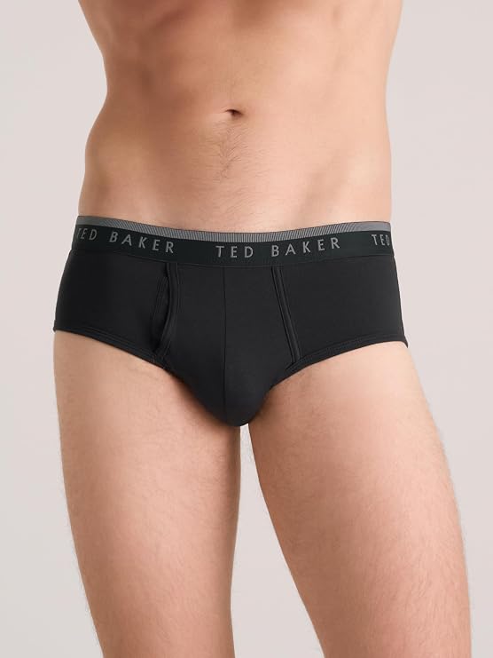 Ted Baker Men's Standard 4 Pack Cotton Stretch Briefs, Black Beauty/Grey Heather/Sky