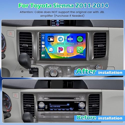 Miniatura 2 de Roinvou 2G+32G Android 13 Estéreo de coche para Toyota Sienna 2011 2012 2013 2014 con Carplay inalámbrico Android Auto, 9 pulgadas pantalla táctil