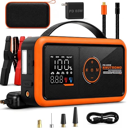 Nutromo 4000A Car Battery Jump Starter with Air Compressor