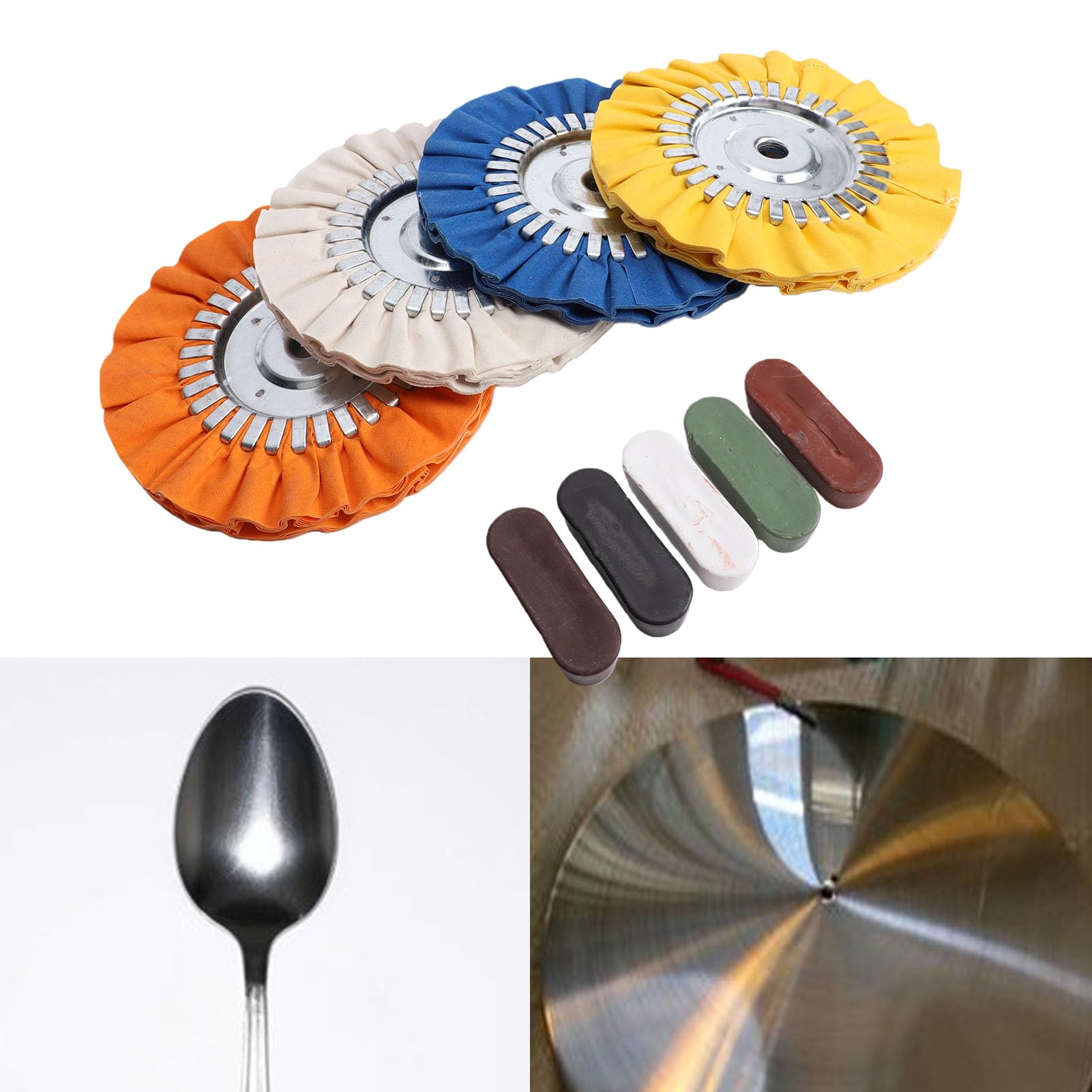 Fockety Zestaw do Polerowania Aluminium, 8-calowe Tarcze Polerskie do Dróg Oddechowych 9 szt. z bezkołnierzową, bezpieczną konstrukcją ściernic Kątowych Koła Polerskie Zestaw Aluminiowych Nakładek