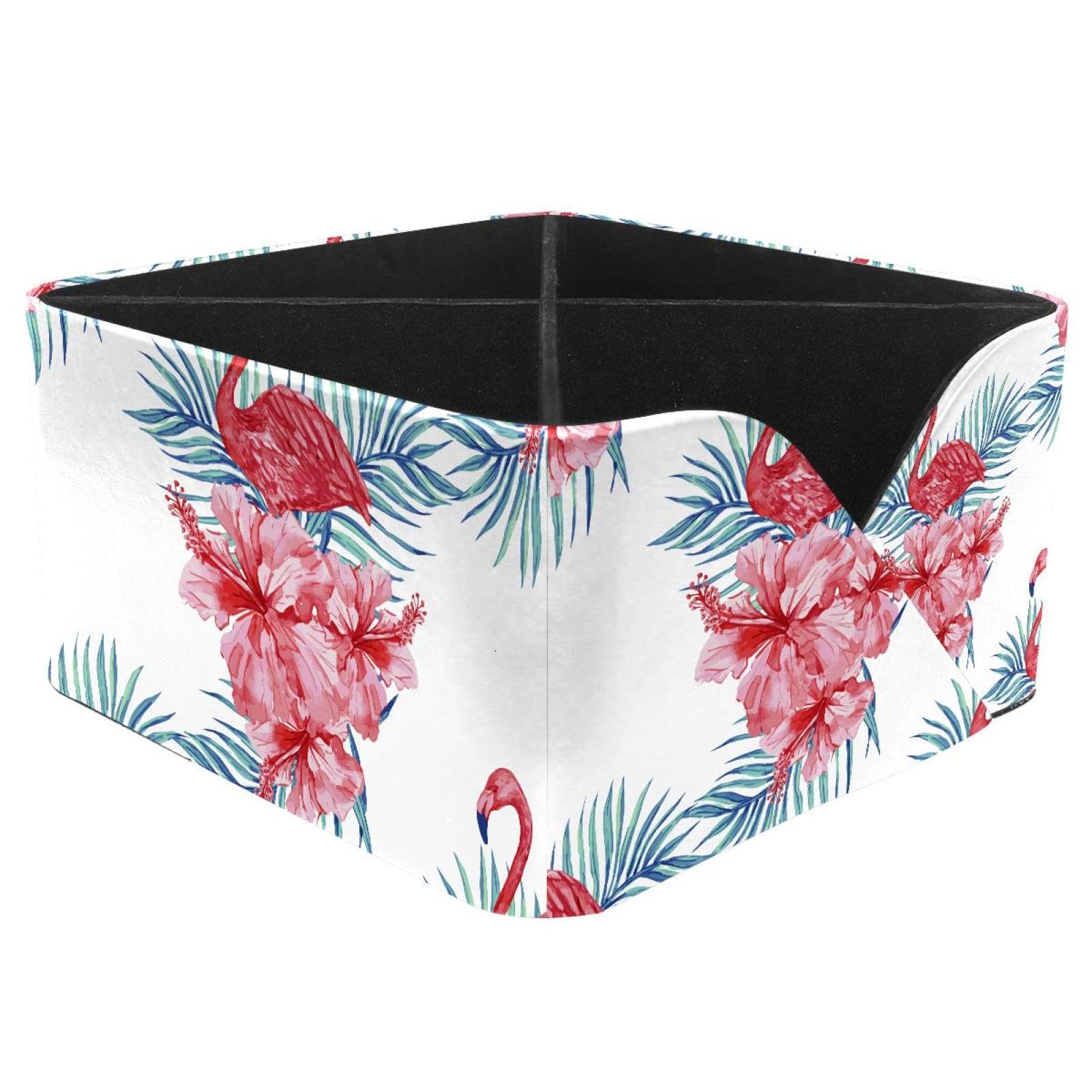 KengjuTesu Pink Flamingo Floral Desktop Organizer Pen Holder, Rectangular Pencil Cup for Office, Study and Makeup Stations
