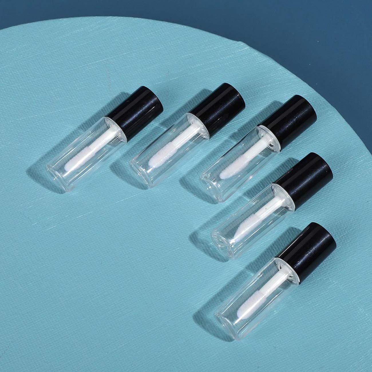Gegong 45 Pack 3.8 mL Empty Lip Gloss Tubes Containers, Clear Mini Refillable Lip Balm Bottles with Rubber Inserts DIY Lip Oil Tube Container Makeup Tool