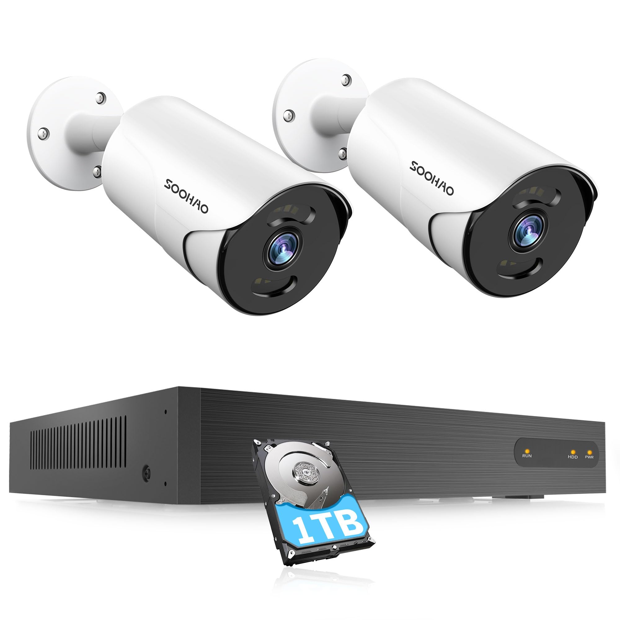 SOOHAO 防犯カメラ poe給電 監視カメラ 防犯カメラセット Amazon.co.jp: 【500万画素・AI人体検出・カラー暗視】SOOHAO 防犯