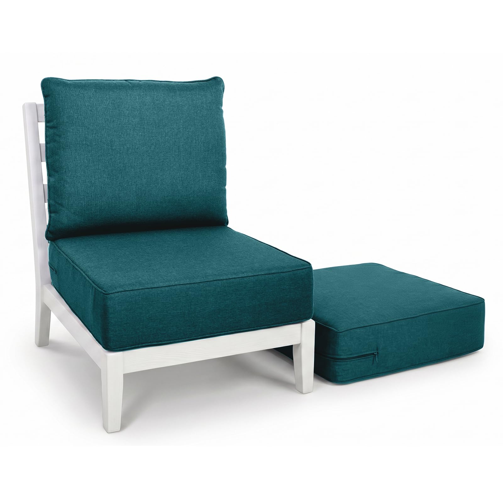 Outdoor Seat Cushion Set-24 x 24 x 6 Inch Outdoor Chair Cushions Set of 2 with Water Resistant &amp; Removable Cover Outdoor Cushions for Patio Furniture Chair Sofa Couch-Peacock Blue