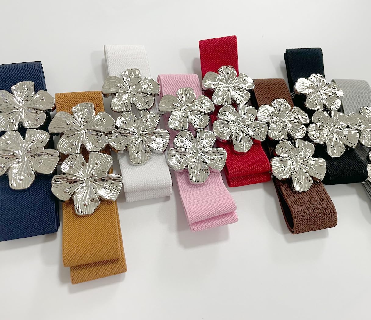 COTIM COYIN Women's Fashion Elastic Stretch Waist Belts With Metal Pin Flower Buckle for Jeans Pants Dress - Image 7