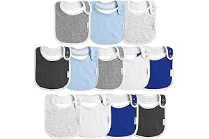 12-Piece Snap-On Bibs for Boys and Girls