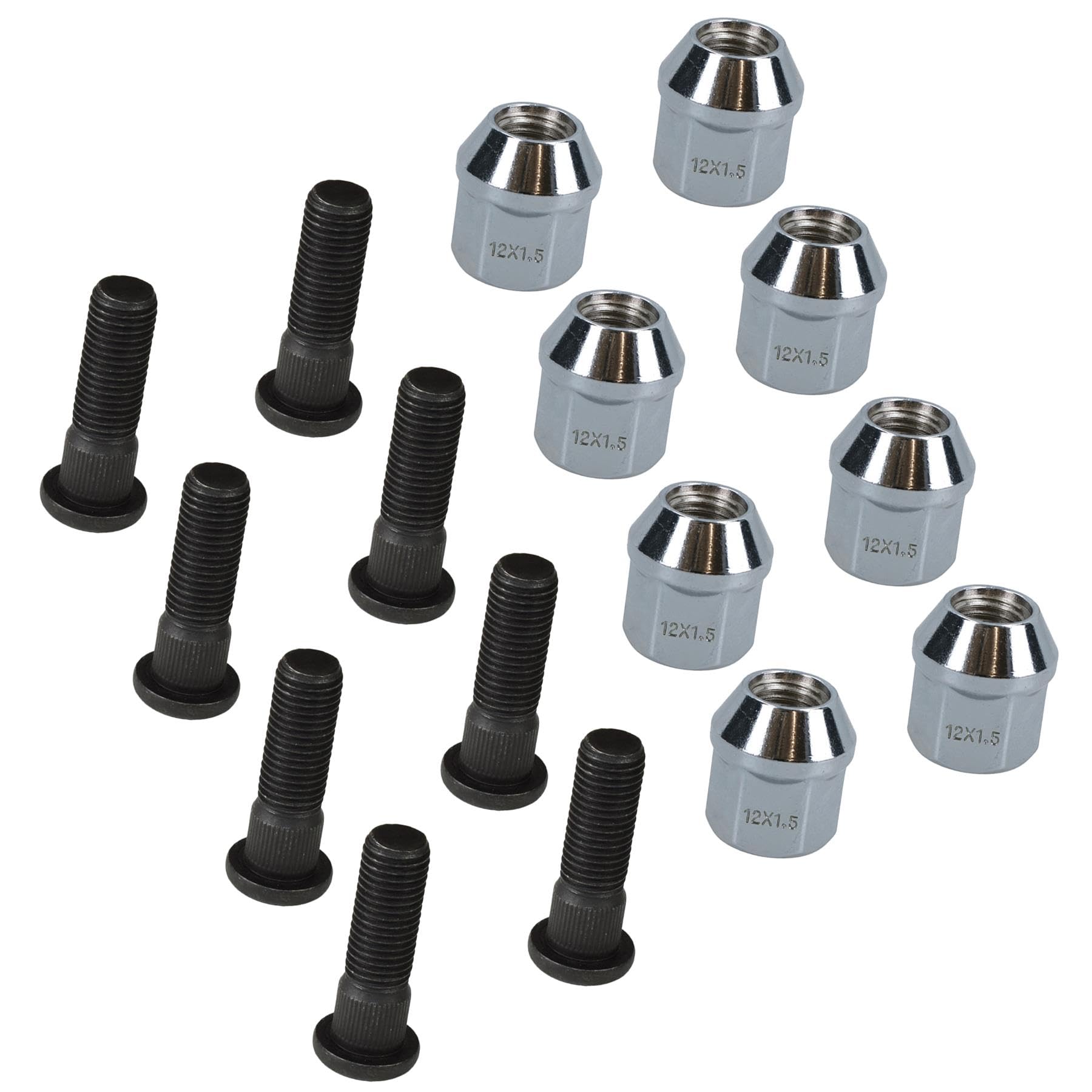 Pack di 8 M12 x 1.5 prigionieri e dadi ruota per 100mm PCD mozzi del rimorchio