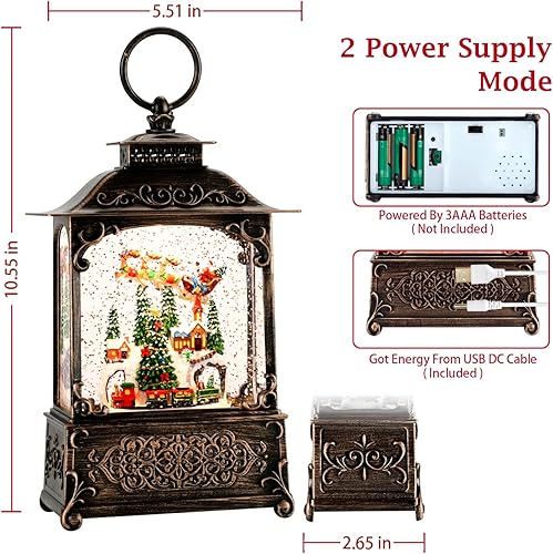 Miniatura 7 de Linterna de globo de nieve de Navidad, decoración de Navidad, linterna brillante de agua para interiores con música y temporizador, faroles