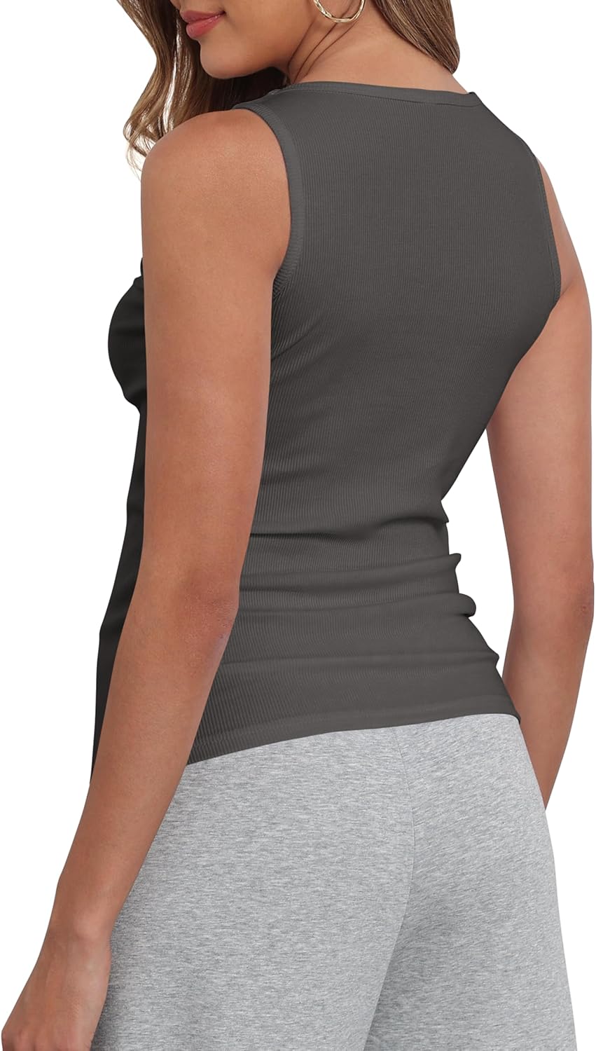 Artfish Women Sleeveless Ribbed Fitted Scoop Neck Full Length Racerback Basic Tank Tops - Image 7