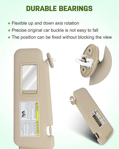 Miniatura 5 de SCITOO Conjunto de visera solar del lado izquierdo del conductor para Toyota Highlander 2008-2013 con techo corredizo (beige)