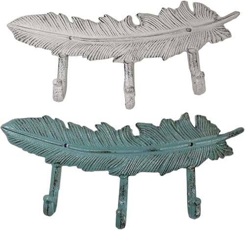 Ebros Gift Paquete de 2 plumas de atrapasueños indios nativos americanos verdes y blancos, 3 clavijas, gancho de pared triple, esculturas tribal