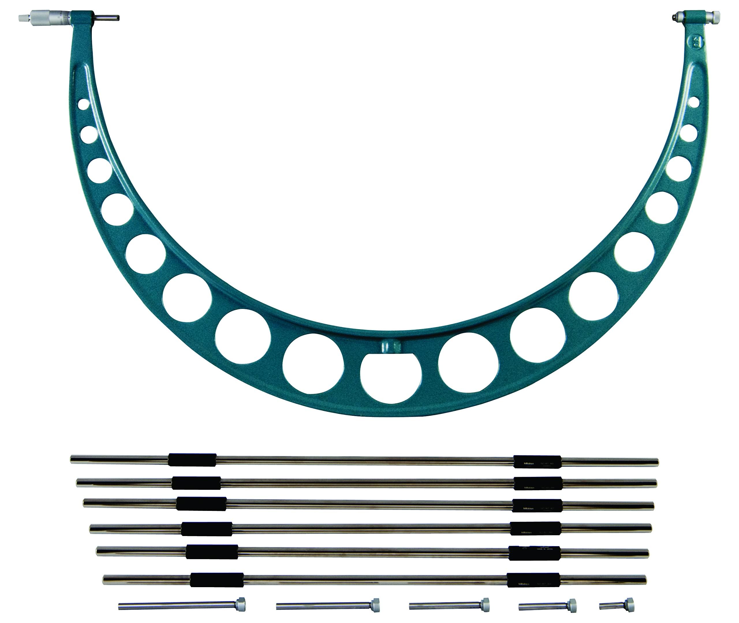 Mitutoyo 104-152 Outside Micrometer, Interchangeable Anvils, Ratchet Stop, 12-16" Range, 0.001" Graduation, +/-0.00037" Accuracy, 4 Anvils, 4