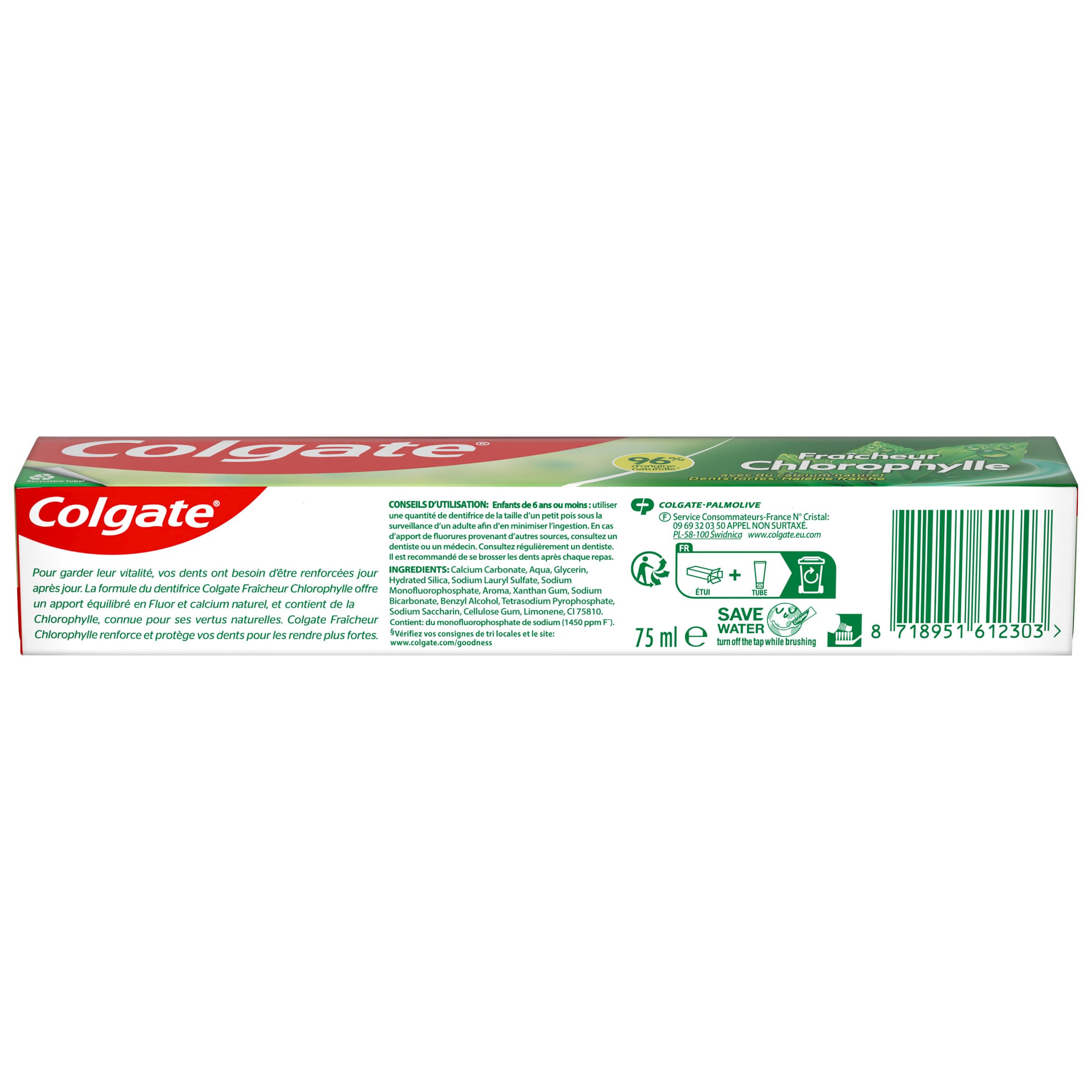 Colgate - Dentifricio Clorofilo Freschezza intensa - 96% di ingredienti di origine naturale - 24 x 75 ml