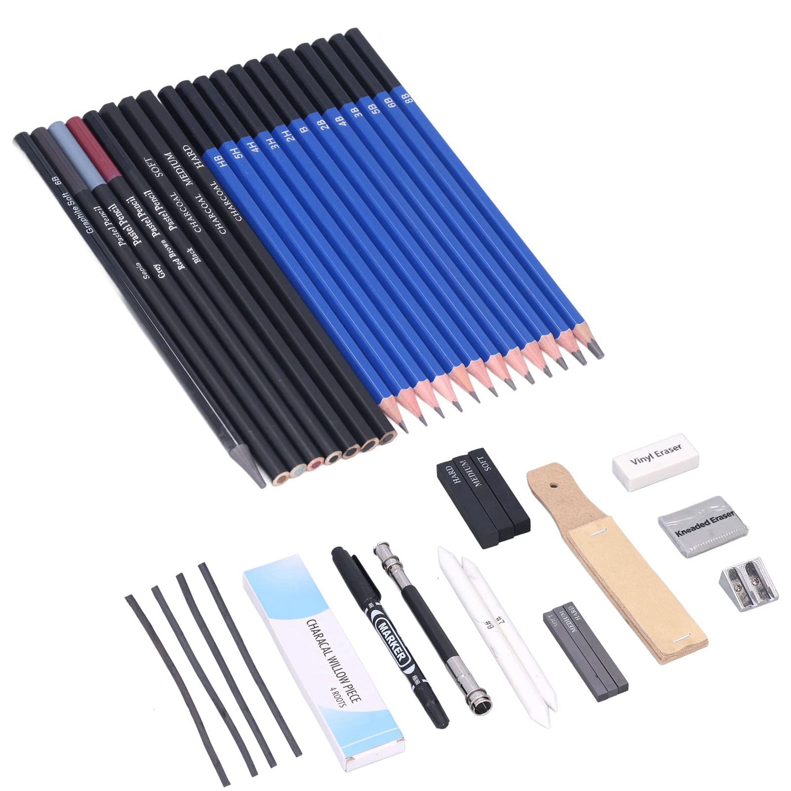 Ensemble de Crayons à Dessin 40 Pièces avec Crayons Graphite et Fusain pour des Créations Artistiques pour la Plupart des Gens, Matériau en Tissu Oxford