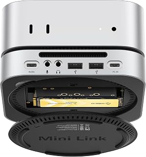 ORICO MiniLink 40Gbps Mac mini M4 Aluminum Dock & Stand with M.2 NVMe SSD Enclosure Up to 8TB(SSD NOT Included, 3000MB/s), USB4 Hub, 2X USB-A(480Mbps), Audio I/O, Compatible with Mac mini M4 Pro (M45P