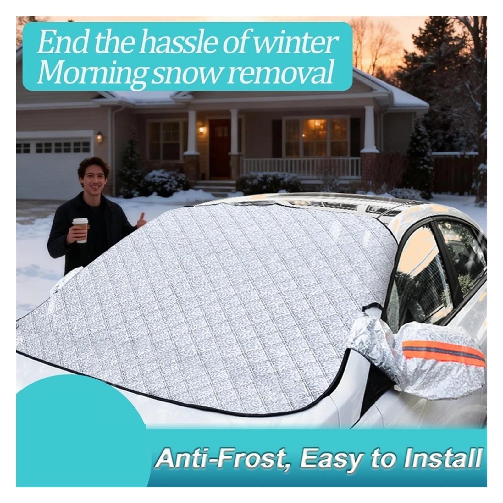 Cubierta de Parabrisas Coche magnético Engrosada, Protector Solar contra la Nieve, Escarcha, Delantero, Impermeable, a Prueba Viento Protector Parabrisas Coche(SUV Version)