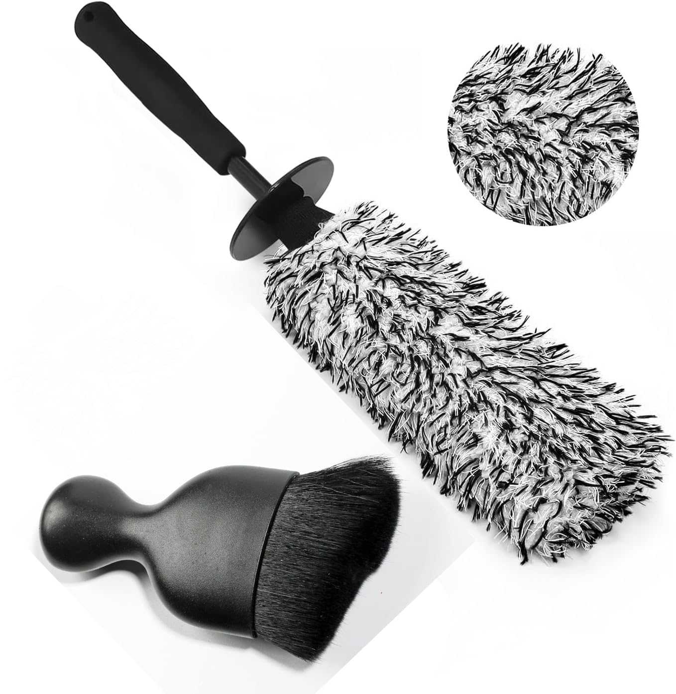 ztocoz wheel cleaning brush car detailing kit | soft non-metallic rim cleaner brush, wheel brush for cleaning wheels, rims, interior, exhaust tips, tire brushes with car interior detailing brush