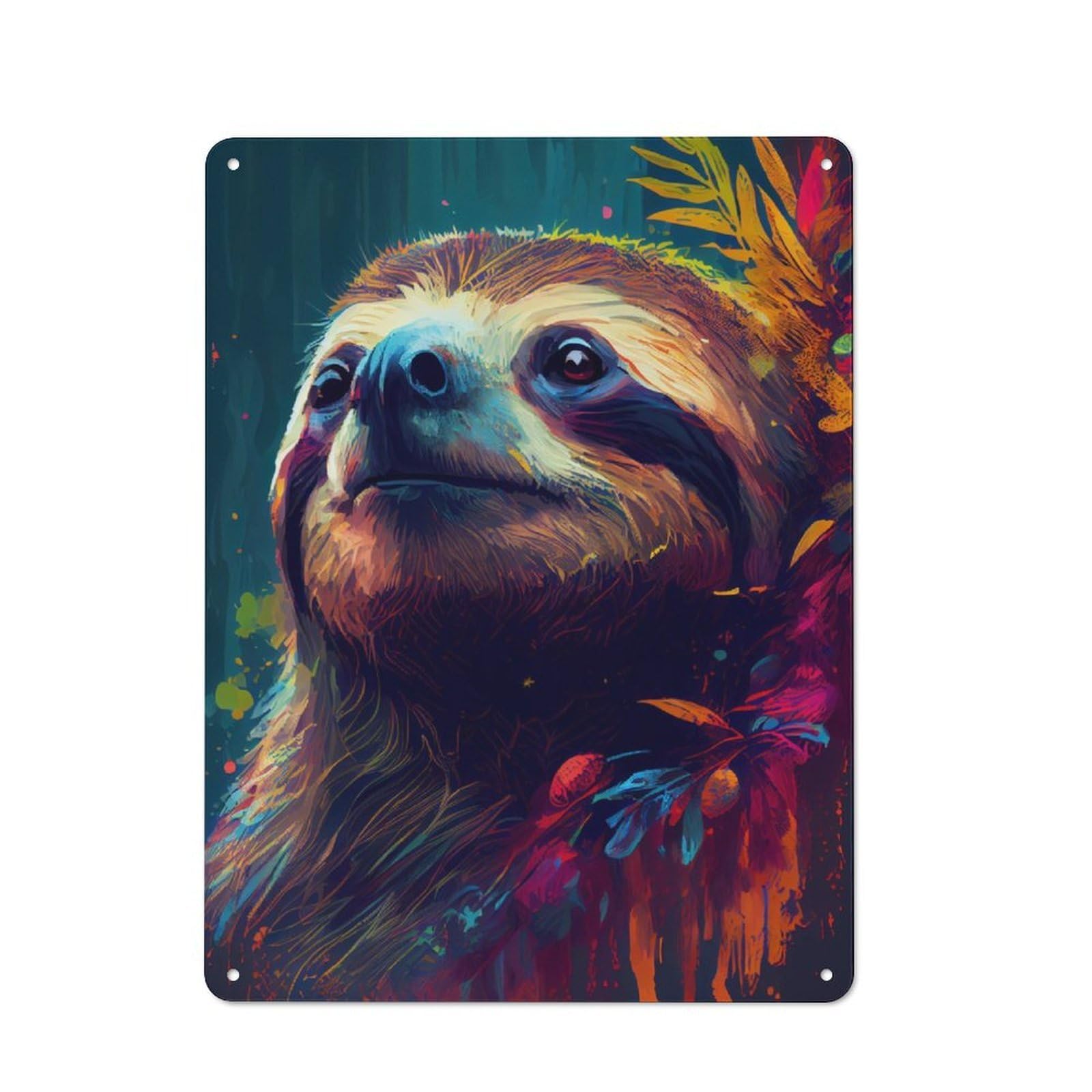 Junmoney Sloth Colorful For Garden Room Or Summerhouse, Rustic Tin Sign 40X30cm, Tin Sign Wall Decor For Garden Rooms And Summerhouses