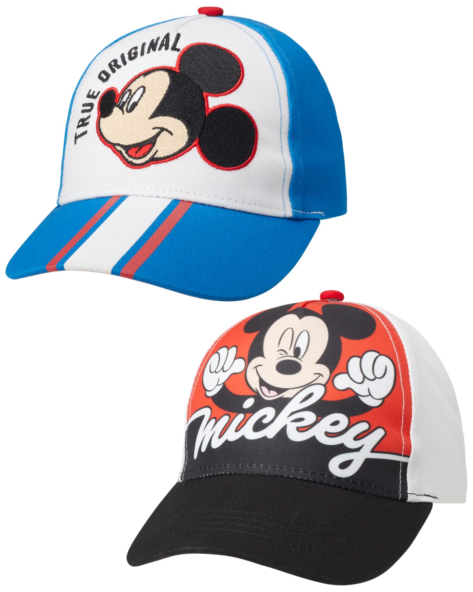 Disney Boys Mickey Mouse Baseball Cap - 2 Pack 3D Character Curved Brim Strap Back Hat 2T-7