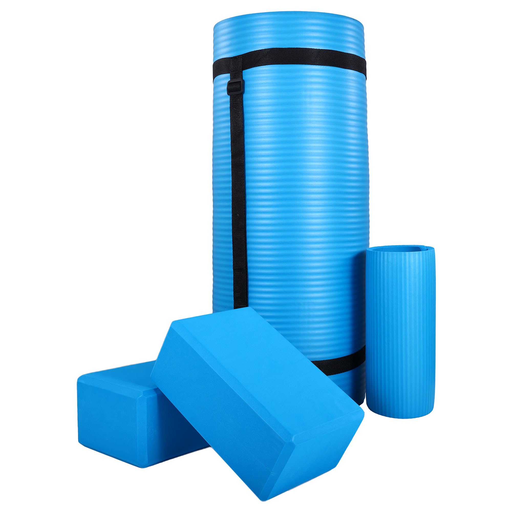 BalanceFrom Tapete de yoga de 1 pulgada extra grueso de alta densidad con superficie antideslizante y correa de transporte para hombres y mujeres, tapete de entrenamiento de pilates resistente al