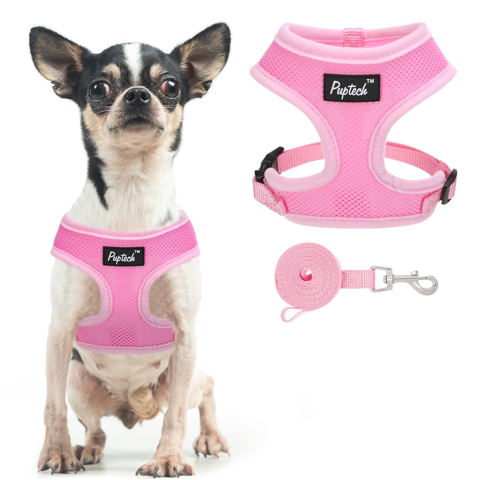 PUPTECK Dog Harness Small Dog Soft Mesh Pet Puppy Cat Comfort Padded Vest No Pull Harnesses and Leash Set — image 1