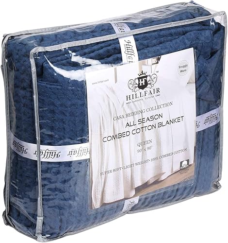 Miniatura 7 de HILLFAIR Manta 100 % algodón, tamaño XXL, de 120 x 120 pulgadas, tamaño familiar, tamaño familiar de 10 x 10 pies, mantas de gofre, mantas suaves y