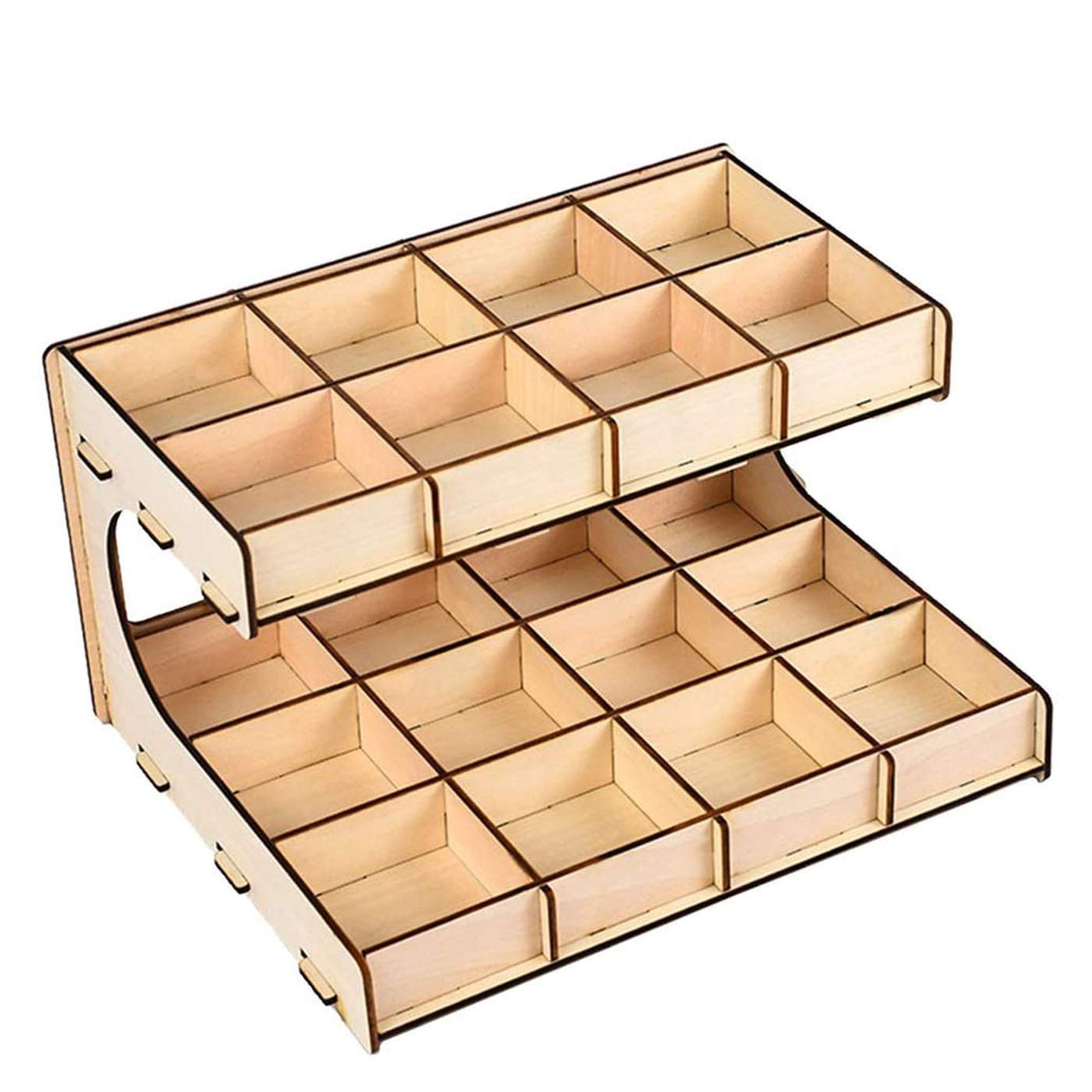 YMLOVE 1PCS Natural Wooden Storage Rack Stand Acrylic Paint Bottle Model Hobby Parts Painting Brush Tidy Holder (2-layer 20-grid)