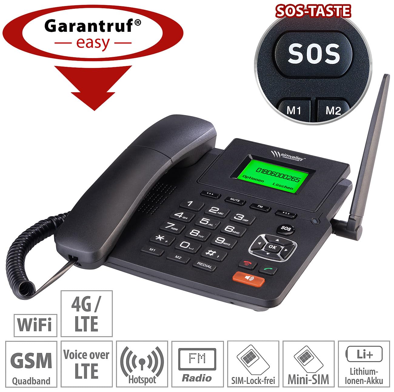 Communications 4G Telefon: 4G-Tischtelefon, Hotspot-Funktion, WLAN, Akku, ohne Vertrag & SIM-Lock (LTE Tischtelefon, Funktelefon, Festnetztelefon)