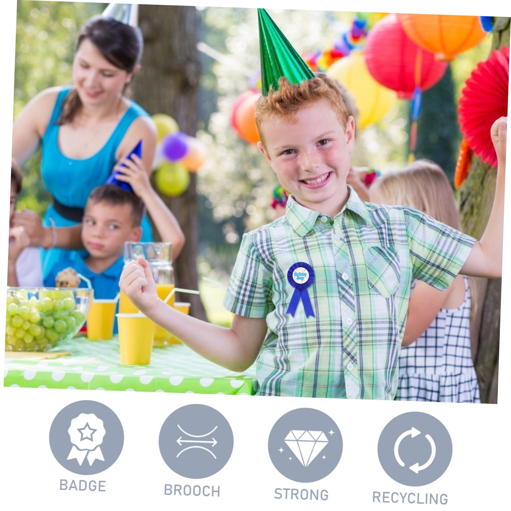 NOLITOY 10pcs Boys Birthday Corsage Photo Brooches Bright Colors for Boys' Celebrations