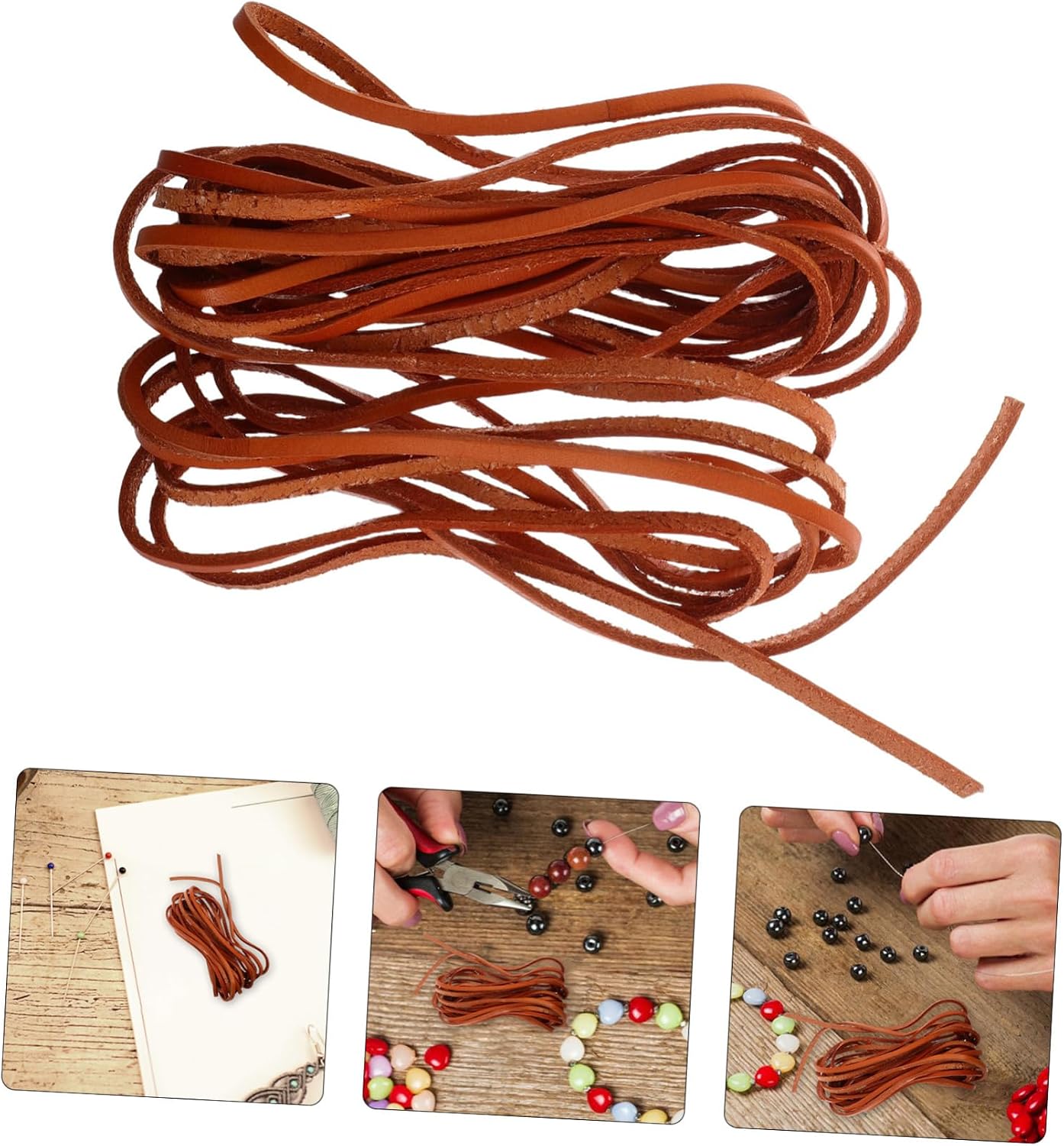 Leather Cord for Jewelry Making String for Bracelets and Necklaces Light Brown Rope for Crafts Fashion Accessories and Art Projects
