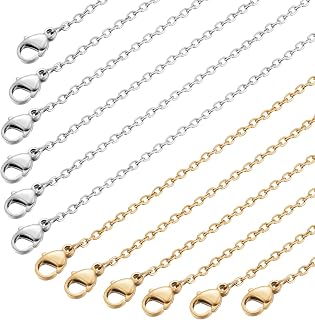 40 Pack 2mm Gold Silver Necklace Chains Bulk Stainless Steel Link Cable Chain Necklace for DIY Jewelry Making Supplies