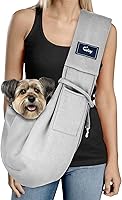 CUBY Hands-Free Reversible Dog Cat Sling Carrier - Soft Breathable Pouch for Small Pets Puppies Outdoor Walks (Classic Grey)