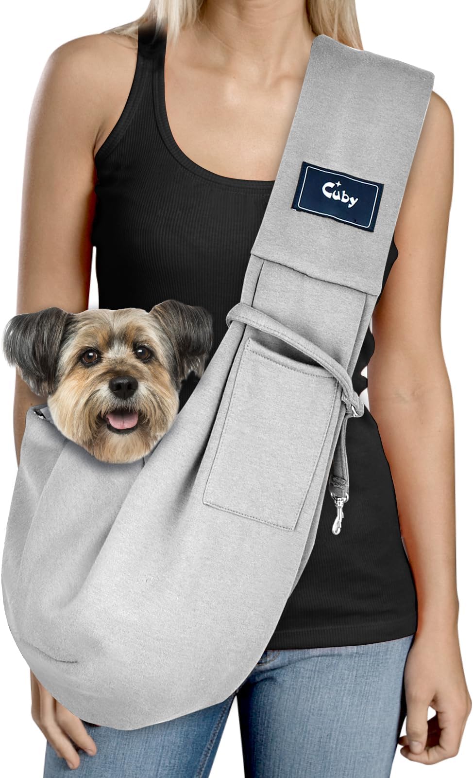 CUBY Dog and Cat Sling Carrier - Hands Free Reversible Pet Papoose Bag - Soft Pouch and Tote Design - Suitable for Puppy, Small Dogs Cats Outdoor