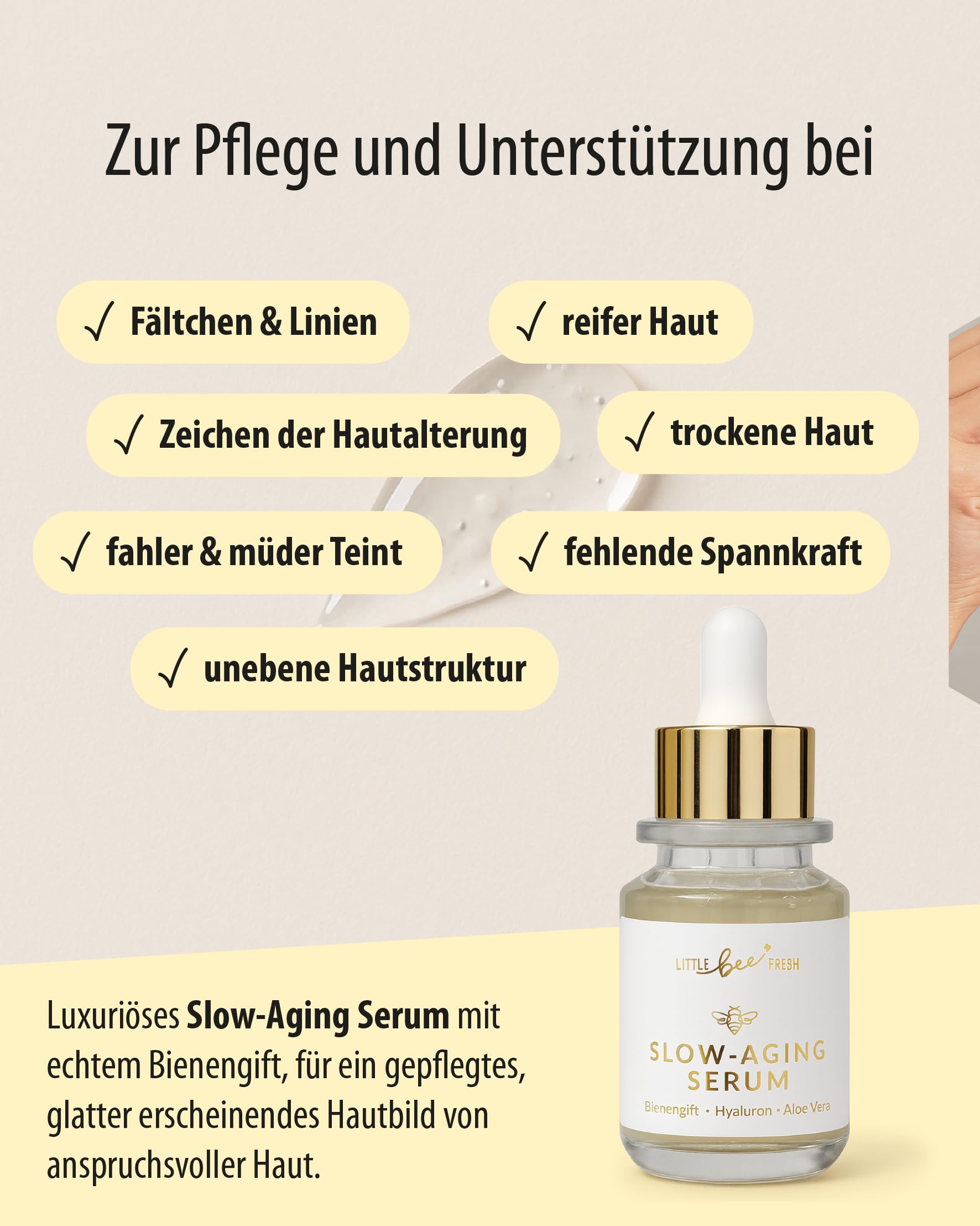 little bee fresh Bienengift Serum Spar-Set (3x) Anti-Aging mit echtem Bienengift, Hyaluron & Aloe Vera | bei Falten & reifer Haut | hochdosiertes Slow-Aging Bienengift Serum | 100% Imkerqualität