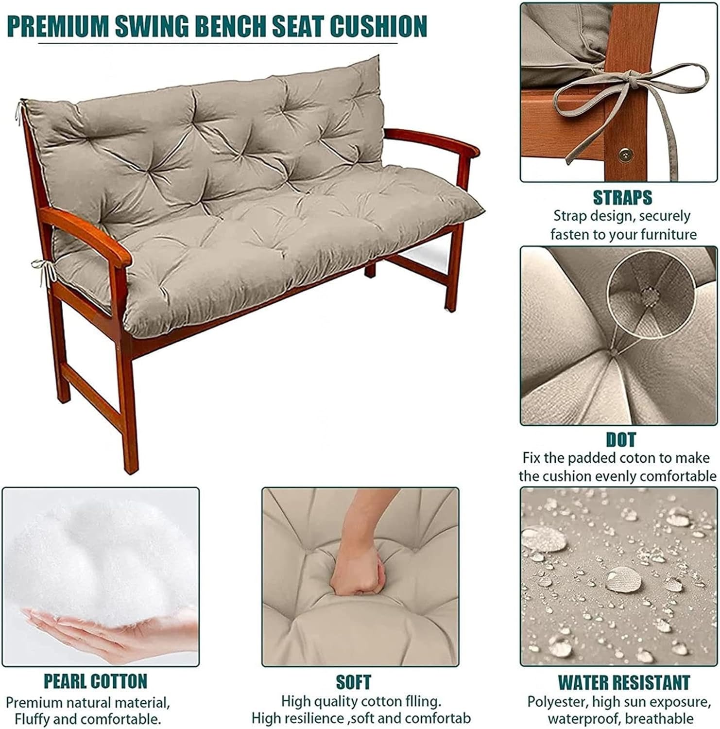 Bench Cushion for Outdoor Furniture Garden Replacement Patio Cushi