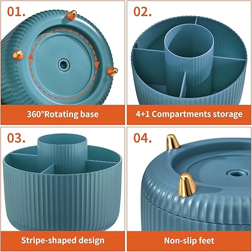 Miniatura 5 de Marbrasse Portalápices giratorio de 360 grados+organizador de archivos de malla para escritorio