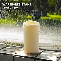 Vista 3 de Velas sin llama impermeables con control remoto 2PACK (D3''*H5.5'') Vela de pilar LED parpadeante que funciona con pilas, de plástico