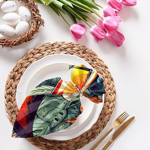 Miniatura 1 de Juego de 4 servilletas de tela de loro tropical de 20 x 20 pulgadas, lavables y reutilizables, servilletas de cocina, decoración de mesa para boda,