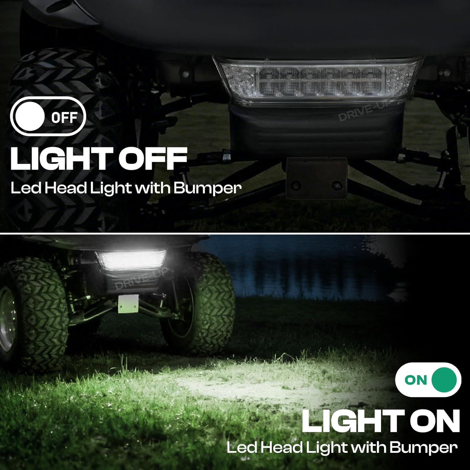 DRIVE UP Club Car Precedent Led Head Light with Bumper Replacement for 2004-UP Electric Golf Carts