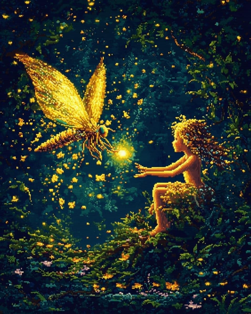 WallustrioaW Embroidery Kit for Beginners,Fairy,Cross Stitch Kit with Pattern and Instructions,11CT Hand Crafts Embroidery for Adults,40x50cm