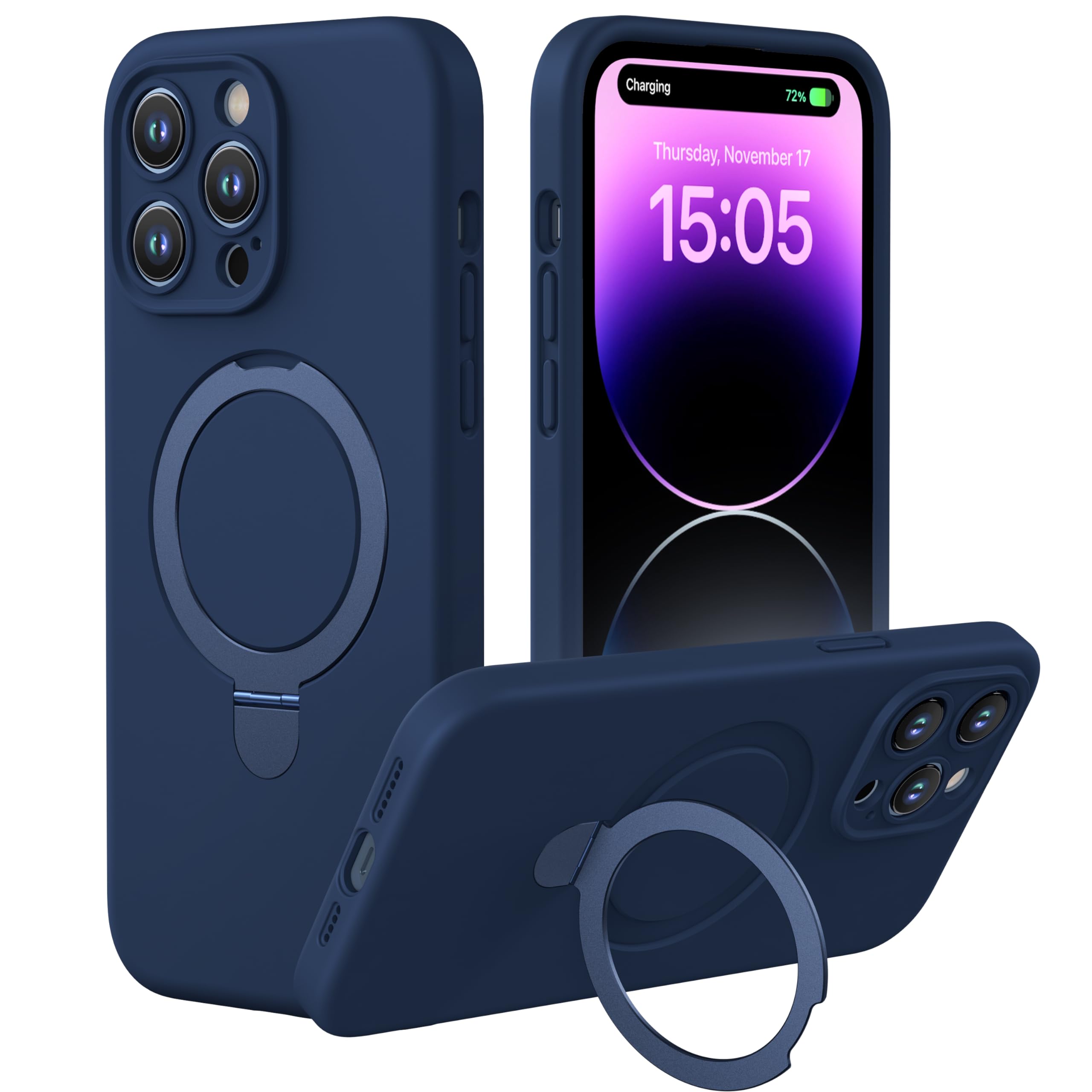 CellEver Strong Magnetic Case for iPhone 14 Pro Max [for MagSafe Charging] [Camera Protection] Heavy-Duty Protection, Soft Grip Silicone Cover with